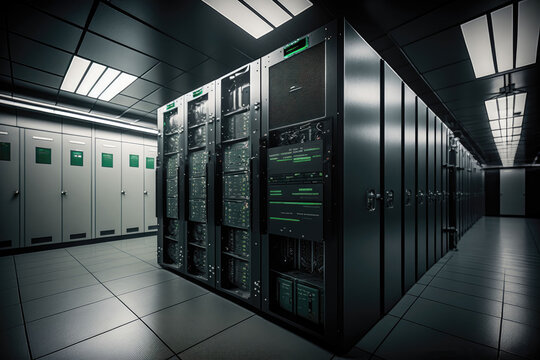 Large data center rooms with AI generation