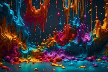 Splash art, Epic Instagram, art station, colorful ink splatter style - AI Generative
