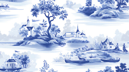 Seamless Tile, Delft Pattern, Design, Repeating Pattern - Generative AI