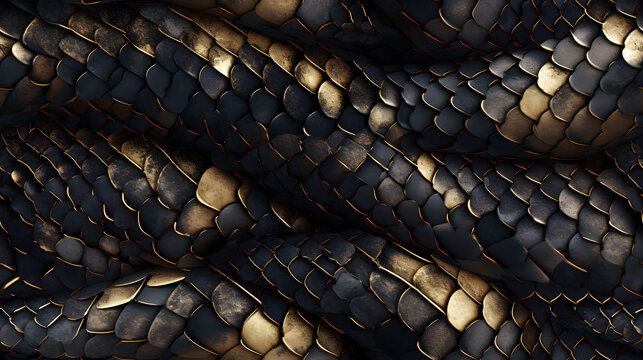Seamless Tile, Scales, Dragon Hyde, Armor, Snake Skin, Repeating Pattern - Generative AI