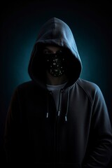 dark hooded hacker image