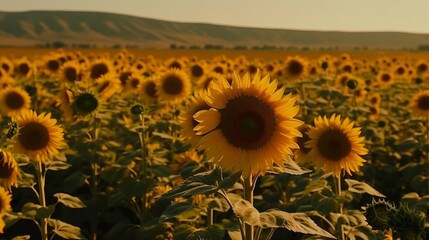 Sunflowers field. Created with Generative AI technology.