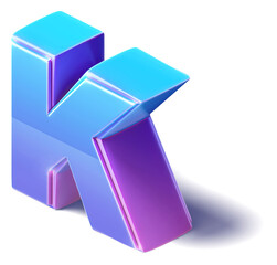 A 3D K Letter isometric Alphabet illustration isolated on a white background