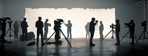 Film crew silhouette - obrazy, fototapety, plakaty