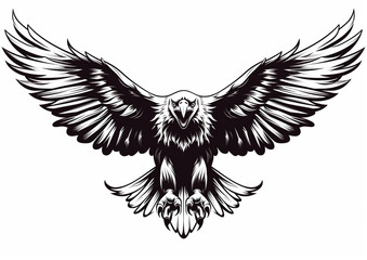 flying eagle tattoo style design white background