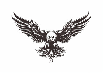 tattoo style eagle white background