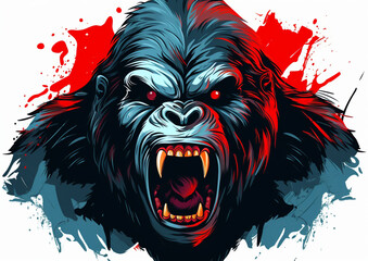 portrait of gorilla design white background - obrazy, fototapety, plakaty