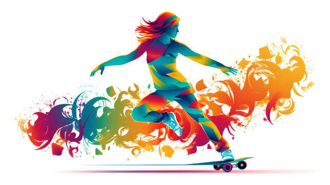 Vibrant Olympic Skateboard Pictogram