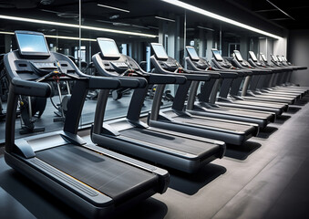 Low impact treadmills at the gym photography high quality - obrazy, fototapety, plakaty