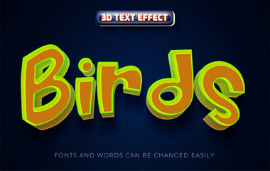 Bird 3d editable text effect style