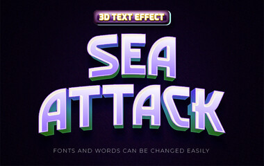 Sea attack headline 3d editable text effect style