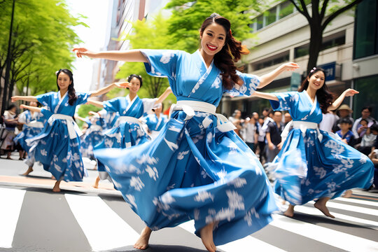 Odori (Japan) - Traditional Japanese dance form, featuring delicate gestures, precise movements, and colorful costumes (Generative AI)