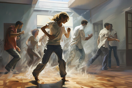 Waacking (United States) - Dance form originating in the 1970s disco era, characterized by arm movements, poses, and musicality (Generative AI)