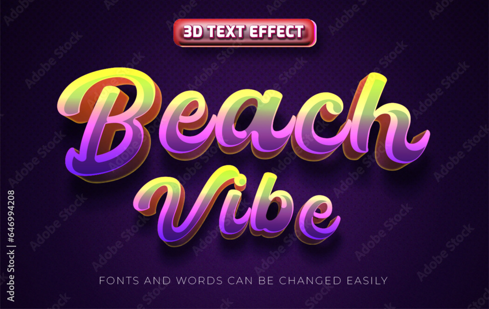 Wall mural Beach vibe 3d editable text effect style