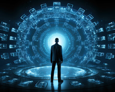 Big data concept, technological revolution, Digital neural network, artificial intelligence