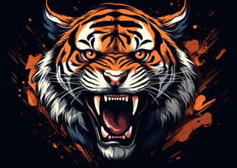 tiger head illustration vector t shirt design
