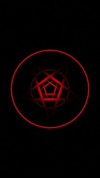 Vertical video inverted pentagram symbol dark tunnel animation
