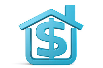 House icon with dollar sign in blue