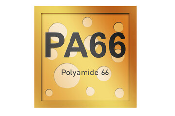 Polyamide 66 (PA66) polymer on blue background