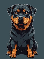 Rottweiler vector illustration of dog in the color of the breed of Rottweiler