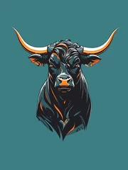 Foto op Plexiglas  Furious raging black bull, sketch style vector illustration for poster or tshirt design © yahya