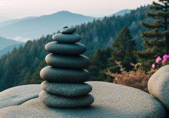 stack of stones in the mountains
