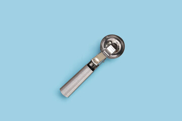 Ice cream scoop on blue background