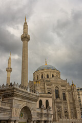 Fototapeta na wymiar Pertevniyal Valide Sultan Mosque in cloudy sky, Istanbul, Turkey
