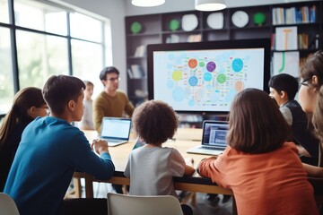 A woman is operating a computer