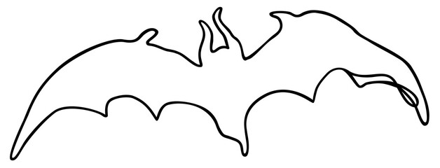 Bat Line Art | Halloween spooky Season | Flying Bat | Black Line Art | One Line Drawing | Flapping Wings
