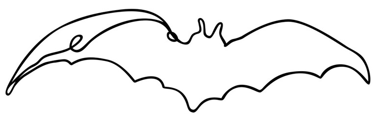 Bat Line Art | Halloween spooky Season | Flying Bat | Black Line Art | One Line Drawing | Flapping Wings