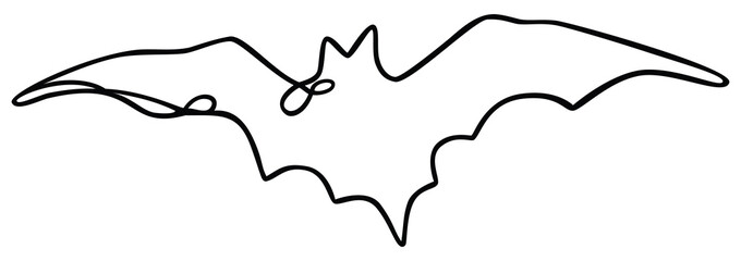 Bat Line Art | Halloween spooky Season | Flying Bat | Black Line Art | One Line Drawing | Flapping Wings