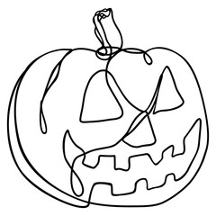 Jack O Lantern Line Art | Halloween Spooky Season | Pumpkin Face Carving | Black One Line Drawing