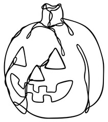 Jack O Lantern Line Art | Halloween Spooky Season | Pumpkin Face Carving | Black One Line Drawing