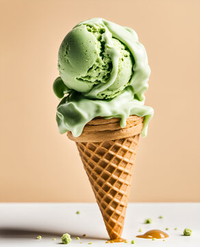 Delicious appetizing ice cream in a cone