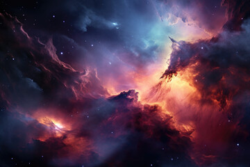 The majesty of a distant nebula, a stellar nursery in the cosmos. Generative Ai. - obrazy, fototapety, plakaty