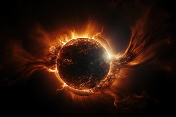 The beauty of a solar eclipse as seen from space. Generative Ai.