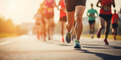 Runners at half marathon event. Generative AI