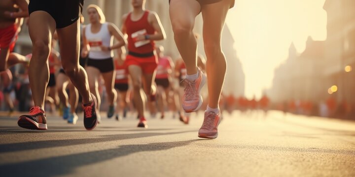 Runners at half marathon event. Generative AI