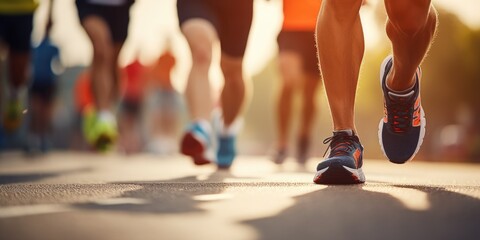 Fototapeta premium Runners at half marathon event. Generative AI