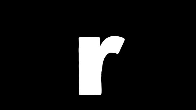 R letter small forming cartoon animation. Compatibile part of alphabet serie. Hand drawn bold educational style for children. Good for education movies, presentation, learning alphabet, etc...