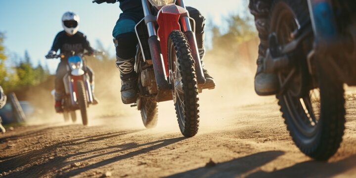 Group of motocross racers. Generative AI