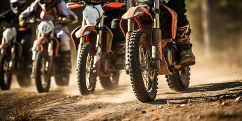 Group of motocross racers. Generative AI