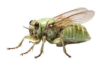 Cicada Molting Process Isolated on Transparent Background. Generative AI