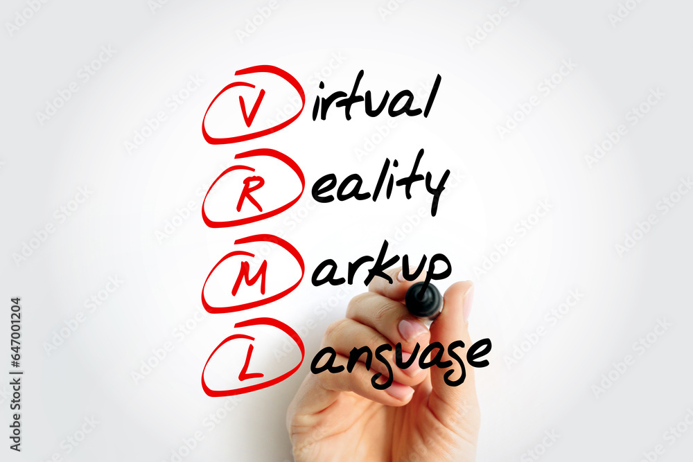 Poster vrml - virtual reality markup language acronym, technology concept background