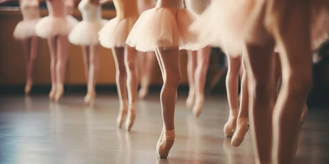 Photo sur Plexiglas École de danse Group of ballerinas wearing pointe shoes are dancing. Generative AI