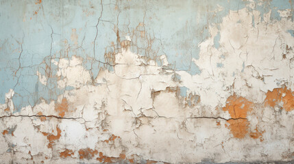 Vintage wall texture background, damaged cracked plaster and paint