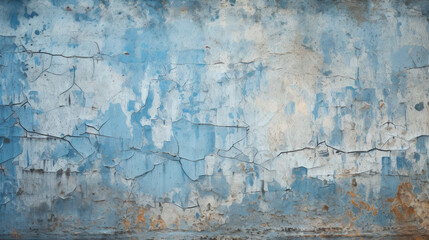 Old wall texture background, cracked grungy blue plaster and paint