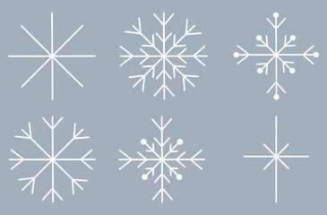 Set of different snowflakes, winter design element, flat vector
