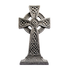 Stone Celtic Cross tombstone isolated on transparent background